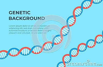 Vector illustration of genetic background. Drawing of a swirling red-blue spiral on a blue background. Vector Illustration