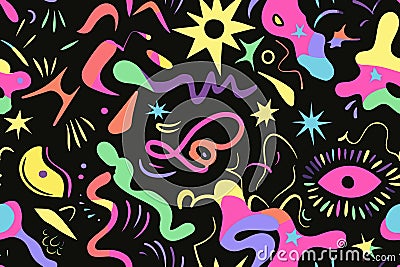 Web Wavy Swirl Trippy seamless pattern. Geometric bright color funky groovy 90s cartoon isolated print pattern. Vector Vector Illustration