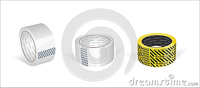 White glossy cello tape roll Vector Illustration