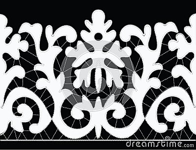 White Richelieu embroidery patterns on the black background Vector Illustration