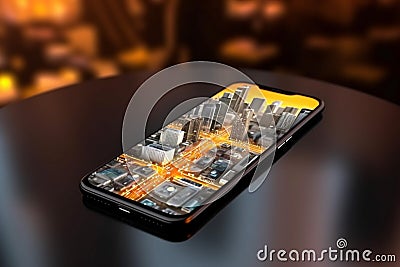 phone direction location gps mobile map position point navigation travel. Generative AI. Stock Photo