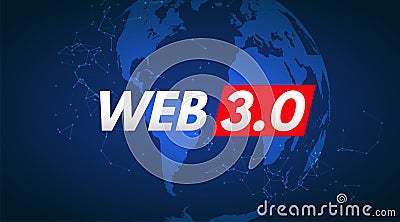 Web 3 world technology digital background. Web3 planet future internet new version blockchain metaverse. Vector Illustration