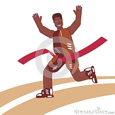 WebAthlete - track and field athlete finishes on a treadmill. Illustration. Vector Illustration