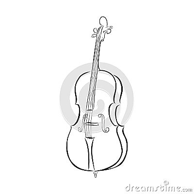 Line art cello musical instrument Vector Illustration