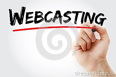 Webcasting text with marker Stock Photo