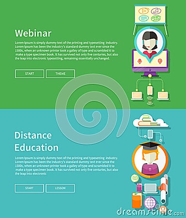Webinar and Distance Education Vector Illustration