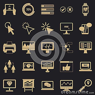 Webinar icons set, simple style Vector Illustration