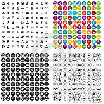 100 webinar icons set vector variant Vector Illustration