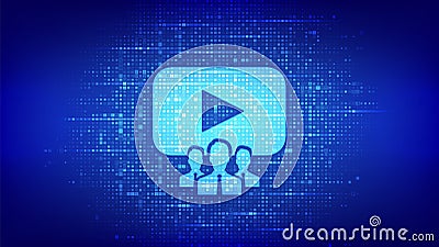 Webinar. Internet conference icon made with binary code. Web based seminar. Distance Learning. E-learning. Business Training. Vector Illustration