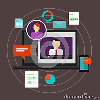 Webinar online training education concept distance learning e-learning Vector Illustration