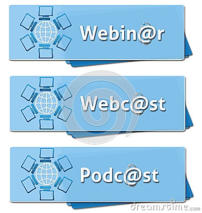 Webinar Webcast Podcast Squares Stock Photo