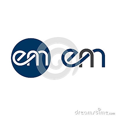 Webinitial letter em linked circle lowercase logo, Based Alphabet Iconic E M Logo Design, Vector Illustration