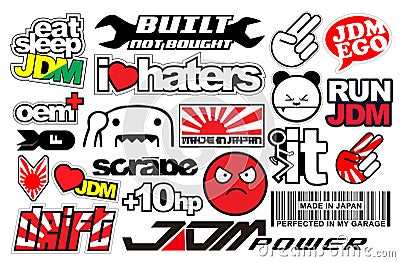 Japanese Car Decals, and Stickers in Vector format Vector Illustration