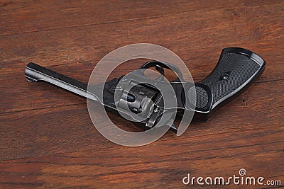 Webley Mk IV Top-Break Revolver service pistol for the armed forces of the United Kingdom, and the British Empire and Commonwealth Stock Photo