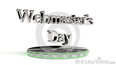 Webmaster`s day chrome text Communication network Digital Programmer workplace 3d Stock Photo