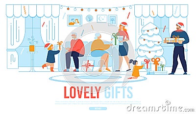 Webpage Banner Offer Christmas Gifts for Relatives Stock Photo