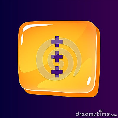 Webpage options glossy ui button with pixelated color icon Vector Illustration