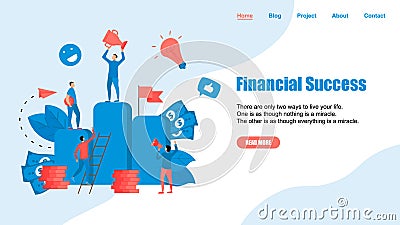 Webpage Template. Financial success illustration. Business success flat design concept Vector Illustration