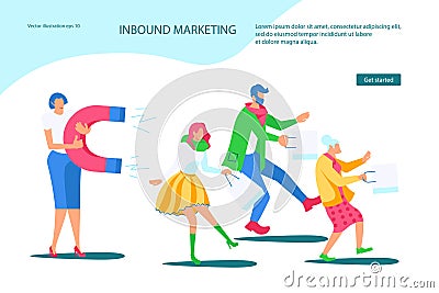 Webpage template of Inbound Marketing Cartoon Illustration
