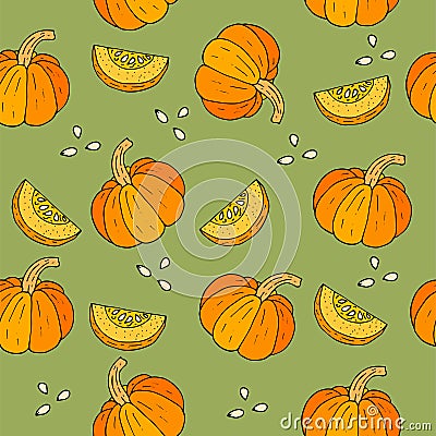 WebSeamless Halloween background with pumpkins. Vector Illustration