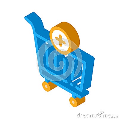 Webshop cart basket isometric icon vector illustration Vector Illustration