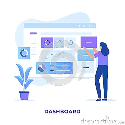 Website admin dashboard design illustration concept Vector Illustration