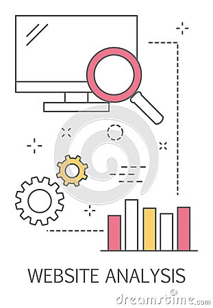 Website analysis concept. Web page improvement for business Vector Illustration