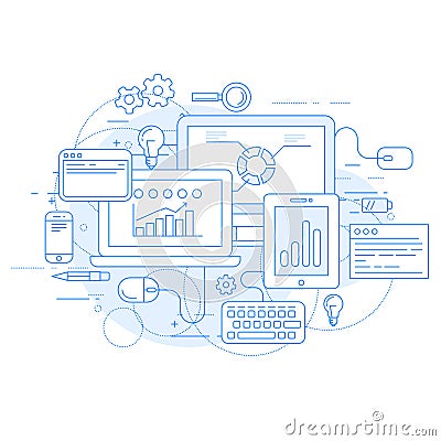 Website analytics and online marketing tools - statisics Vector Illustration