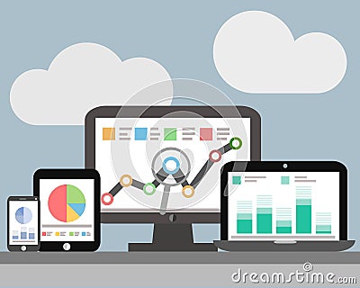 Website analytics and SEO data analytics Vector Illustration