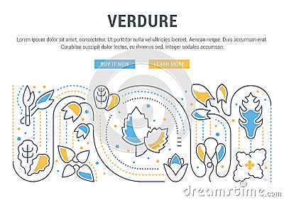 Website Banner and Landing Page of Verdure. Cartoon Illustration