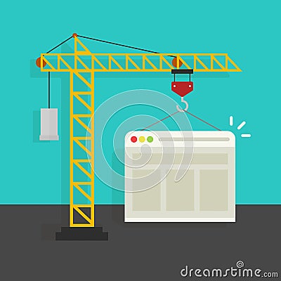 Website building process vector illustration, concept of web page developing Vector Illustration