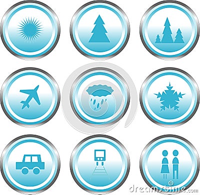 Website buttons: Travel/weather Vector Illustration