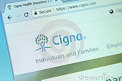 Cigna health organization website Editorial Stock Photo