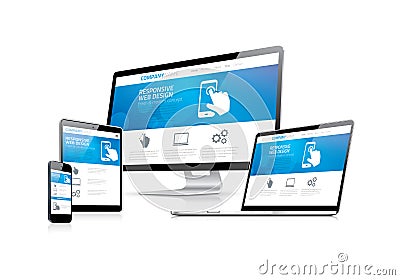 Website coding development with responsive web des Vector Illustration