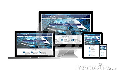 Website concept on computer laptop tablet phone Stock Photo