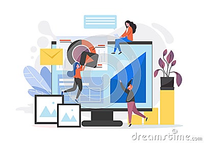 Website creation process, web page design, vector illustration Vector Illustration