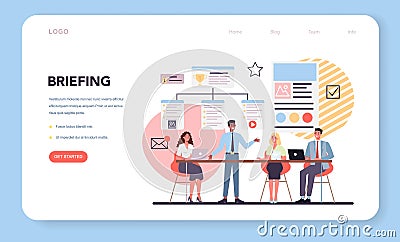 Website creation web banner or landing page. Process of website development Vector Illustration