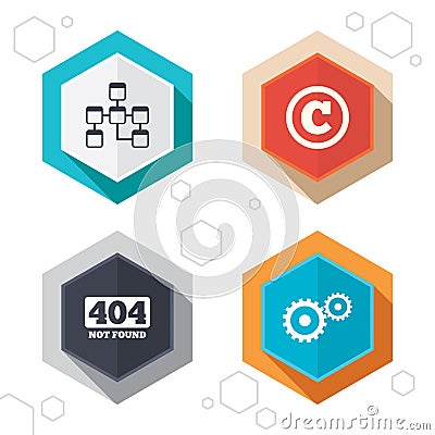 Website database icon. Copyrights and repair Vector Illustration