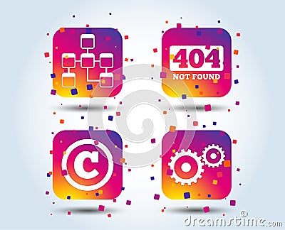 Website database icon. Copyrights and repair. Vector Illustration