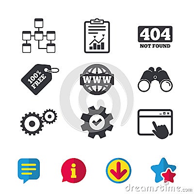 Website database icon. Internet globe and repair. Vector Illustration