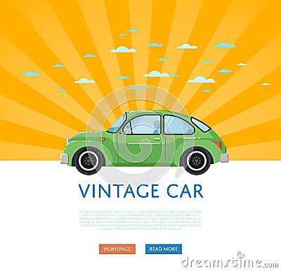 Website design with classic retro car Vector Illustration