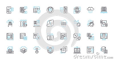 Website design linear icons set. Layout, Typography, Color, Navigation, Responsive, Interface, Graphics line vector and Vector Illustration
