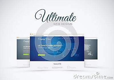 Website design showcase in web browser vector concept Vector Illustration