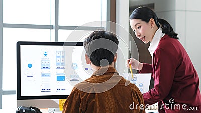 Website designer, Creative planning phone app development template layout framework wireframe design, User experience concept, Stock Photo