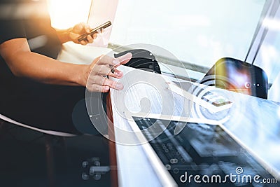 Website designer working digital tablet and computer laptop Stock Photo