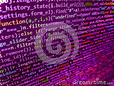 Website development. Computing, cyberspace , future and innovation concept. Program code PHP HTML CSS of site Stock Photo