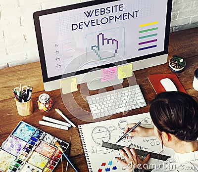 Website Development Links Seo Webinar Cyberspace Concept Stock Photo