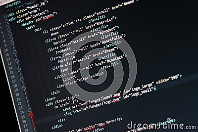 Website development - programming code on computer screen Stock Photo