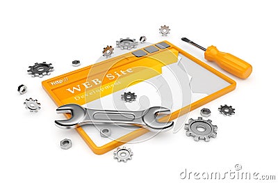 Website development. WWW with tools on white Stock Photo