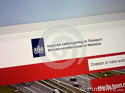 Website of The Dutch Human Environment and Transport Inspectorate Editorial Stock Photo